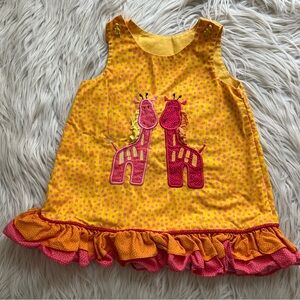 Vintage Y2K Austin & Ashley Ruffle Giraffe Dress Polka Dot Zoo Girls Size 2T